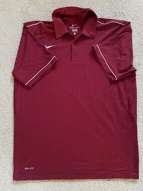 Nike Dri‑Fit Performance Polo Men’s Large Maroon Tonal Stripe Large